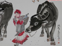 画家牛双印作品多少钱(工笔大师双牛图)-画家牛双印联系方式