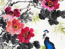 画家孙建东作品多少钱(画家孙建东孔雀牡丹)-画家孙建东联系方式