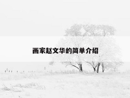 画家赵文华的简单介绍