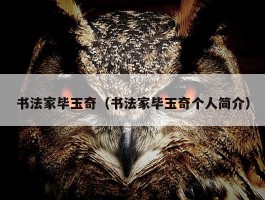 书法家毕玉奇（书法家毕玉奇个人简介）