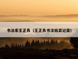书法家王正良（王正良书法拍卖记录）